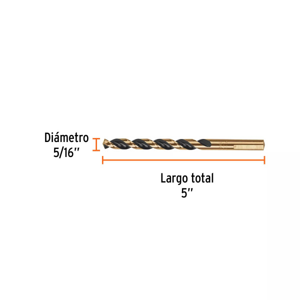 Broca HSS 5/16" Trugold para metal, Truper Expert