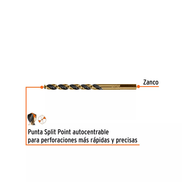 Broca HSS 1/4" Trugold para metal, Truper Expert