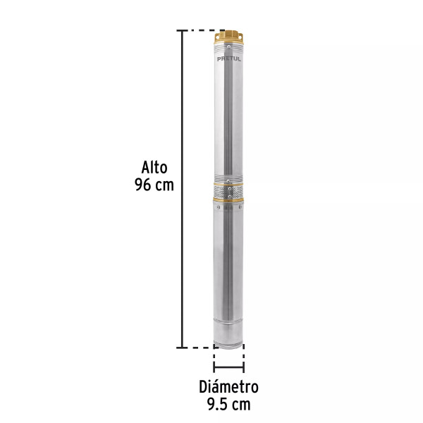 Bomba sumergible tipo bala, 2HP, uso agrícola, PRETUL