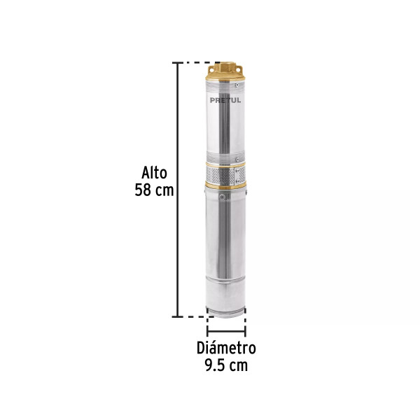 Bomba sumergible tipo bala, 1/2HP, uso agrícola, PRETUL