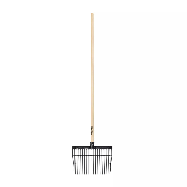 Bieldo para estiércol, 16 dientes, mango 54",cabeza plástica