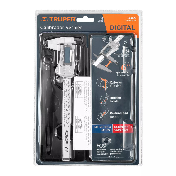 Calibrador Vernier Digital 6' Acero Inox, Std Y Mm, Truper | Ferreterias Ferretodo Guatemala