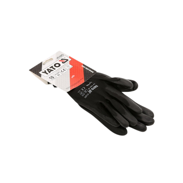 ‣ Guante Poliuretano Negro ... Puño Tejido 10 | Yato