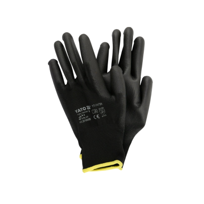 ‣ Guante Poliuretano Negro... Puño Tejido 9 | Yato