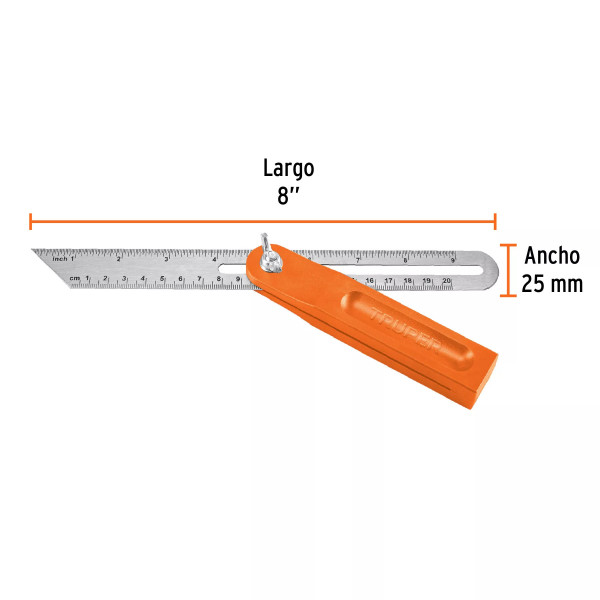 Escuadra Falsa D/Acero Inoxidable 19Cm / 6' Con Mango De Abs | Reglas, Escuadras y Similares