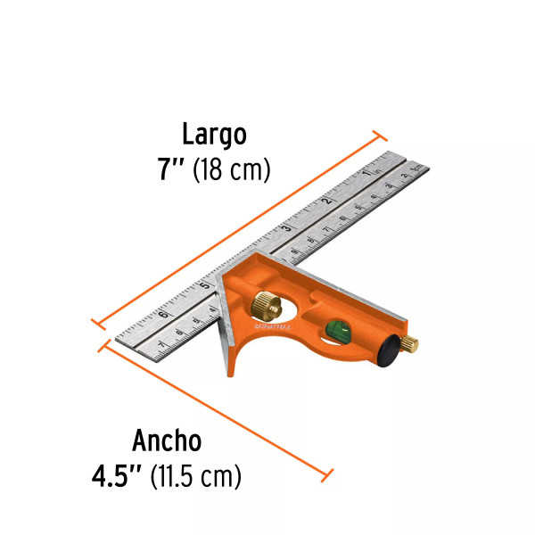 Escuadra 7' De Combinación Con Punzón Para Marcar, Truper | Reglas, Escuadras y Similares
