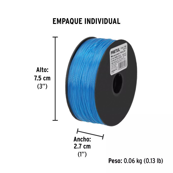 Carrete Con 100 M De Hilo Para Pesca Azul Calibre 0.70 Mm | Ferreterias Ferretodo Guatemala
