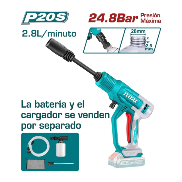 ‣ Hidrolavadora portátil 20V | Potencia y versatilidad | Total
