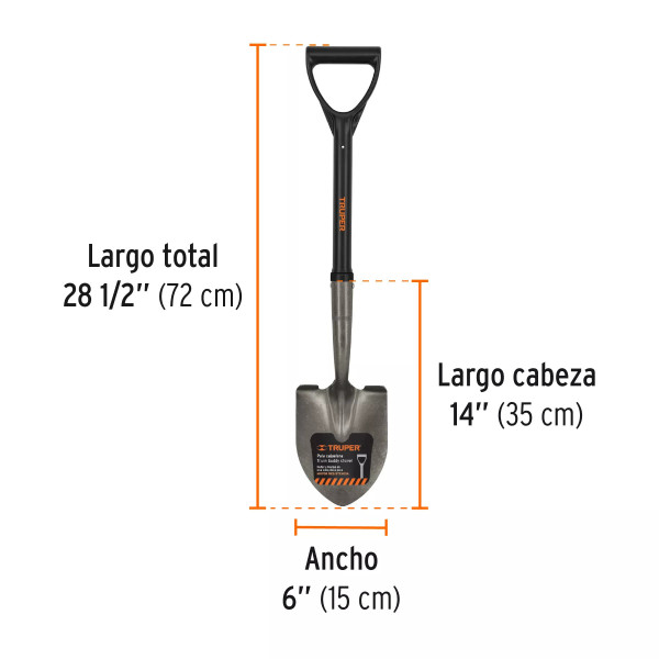 Pala Cajuelera Redonda, Puño 'D' Con Mango Fibra De Vidrio | Palas, Piochas, Azadones y Similares