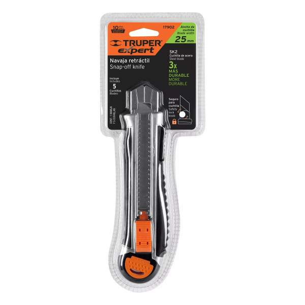 Cutter 25 Mm Trabajo Pesado C/Alma Metálica Y Grip, Expert | Tijeras, Cutters, Navajas y Similares