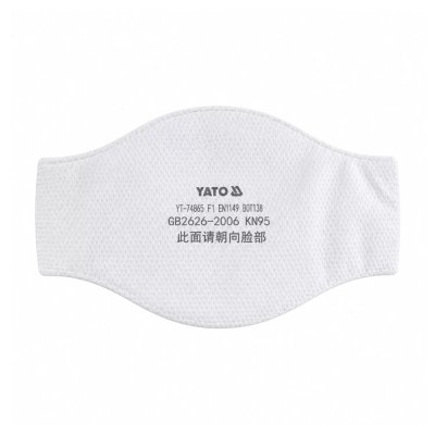 Mascarilla de protección respiratoria YATO tipo KN95, fabricada con material filtrante multicapa de color blanco. YT-74995
