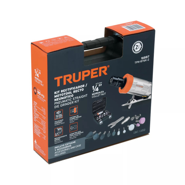 Kit De Mini Pulidora Esmeriladora Neumatica 1/4' Con Estuche Plástico | Pulidoras / Esmeriles