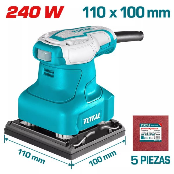 Ideal para trabajos de carpintería, lijado de madera, preparación de superficies y acabados profesionales.