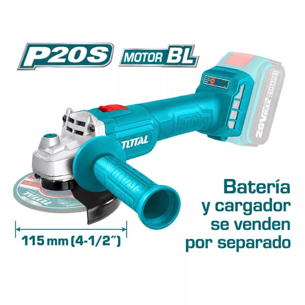 Esmeriladora 4 1/2” 20V. Sin accesorios