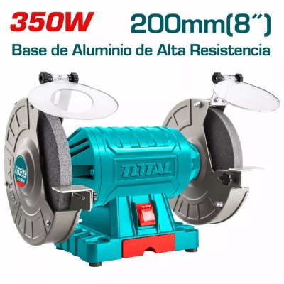 Esmeril de banco eléctrico TOTAL Industrial de 350W, voltaje de 110-120V, frecuencia de 50/60Hz