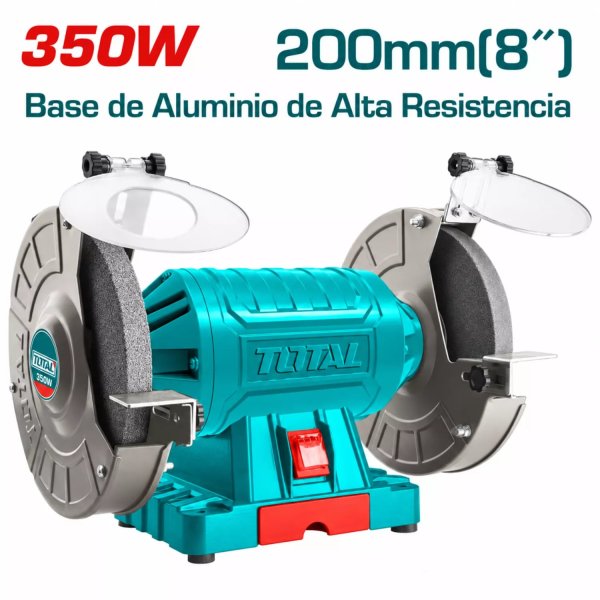 Esmeril de banco eléctrico TOTAL Industrial de 350W, voltaje de 110-120V, frecuencia de 50/60Hz