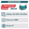 Esmeril de banco eléctrico TOTAL Industrial de 350W, voltaje de 110-120V, frecuencia de 50/60Hz