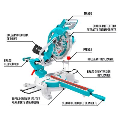 Potencia de 1800W y precisión en cada corte con la Sierra Ingleteadora TOTAL de 10".