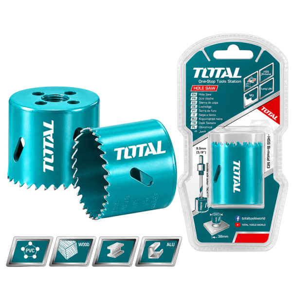 Broca Cilíndrica Sacabocado HSS M3 Bi-Metal, Dientes Variados 4-6TPI