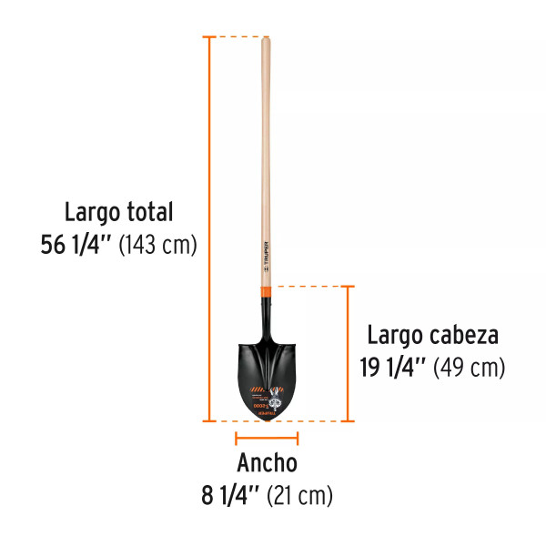 Pala Redonda T-2000, Mango Largo 45', Truper | Palas, Piochas, Azadones y Similares