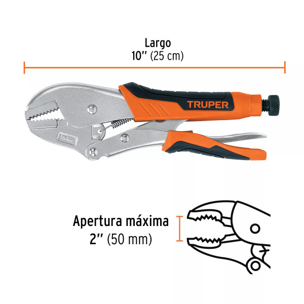 Pinza De Presión 10' Mordaza Recta Mango De Vinil, Truper | Alicates, Tenazas y Similares