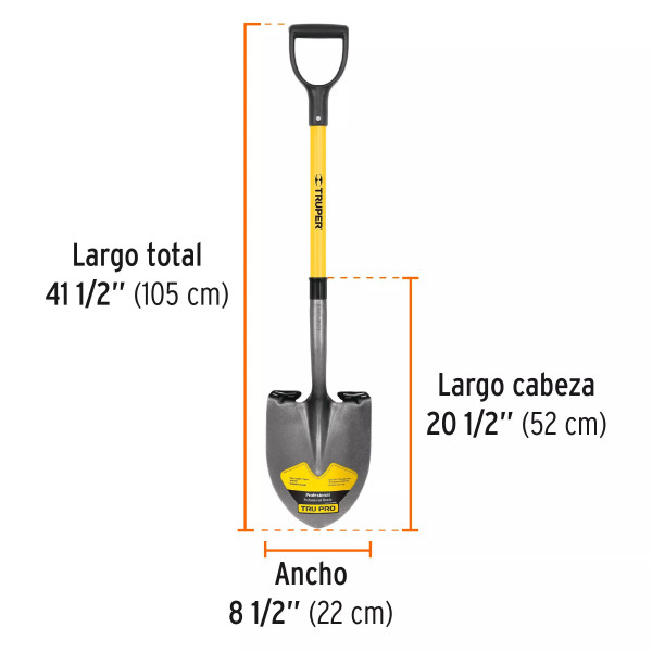 Pala Redonda Tru Glass, Puño 'Y', Mango Fibra De Vidrio | Palas, Piochas, Azadones y Similares