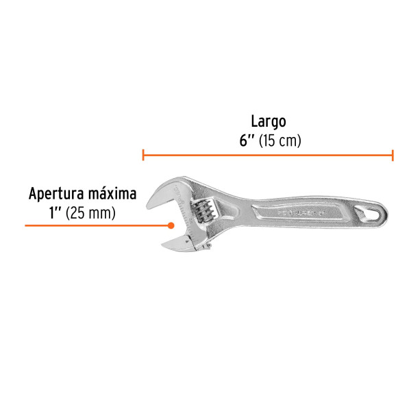 Llave Ajustable (Perico) 6' Profesional Cromada, Expert