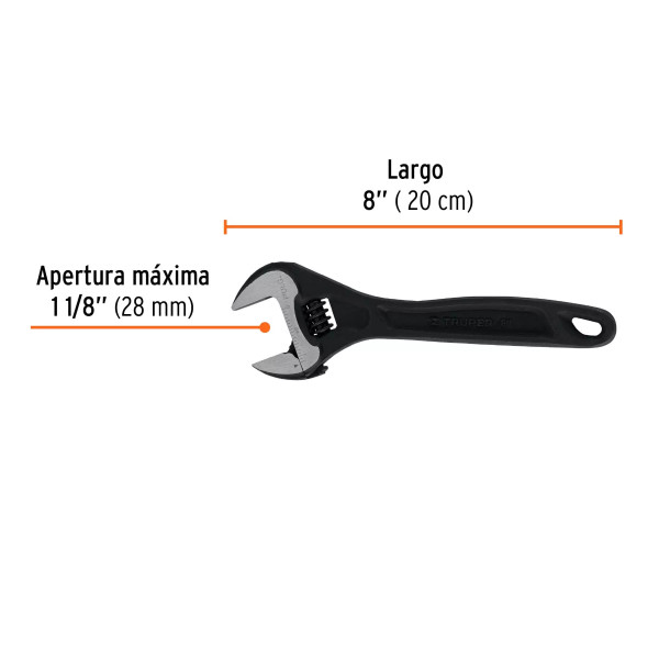 Llave Ajustable (Perico) 8' Profesional Pavonada, Expert