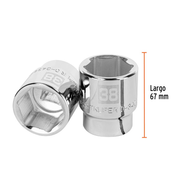 Dado de 38 Mm, 6 Puntas, Cuadro 3/4', Truper