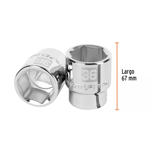 Dado de 36 Mm, 6 Puntas, Cuadro 3/4', Truper