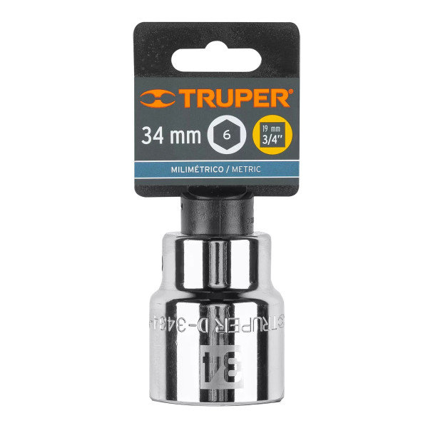 Dado de 34 Mm, 6 Puntas, Cuadro 3/4', Truper