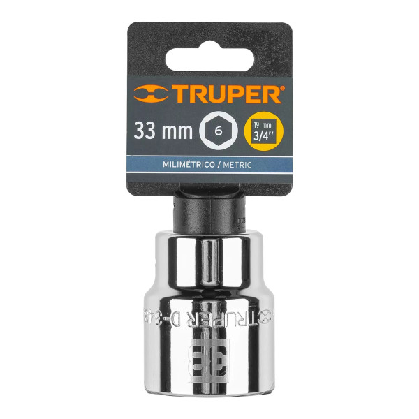 Dado de 33 Mm, 6 Puntas, Cuadro 3/4', Truper