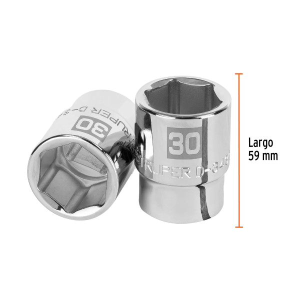 Dado de 30 Mm, 6 Puntas, Cuadro 3/4', Truper
