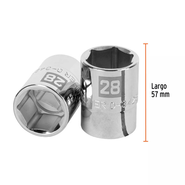 Dado de 28 Mm, 6 Puntas, Cuadro 3/4', Truper