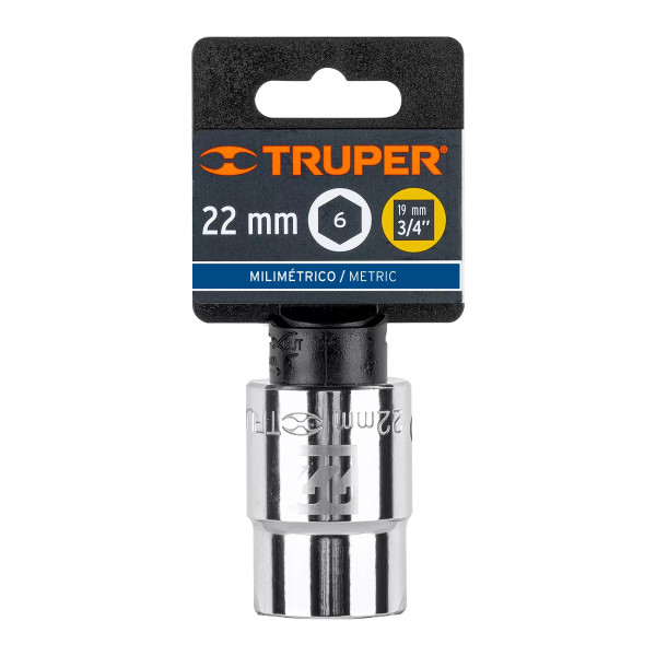 Dado de 22 Mm, 6 Puntas, Cuadro 3/4', Truper