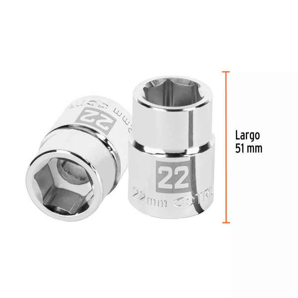 Dado de 22 Mm, 6 Puntas, Cuadro 3/4', Truper