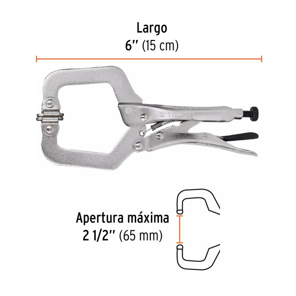 Pinza de Presión 6' Tipo 'C' con Mordaza Autoajustable
