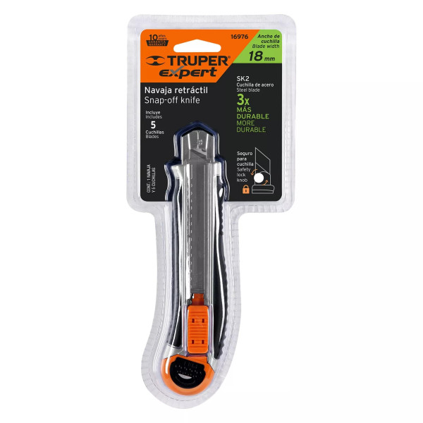 Cutter 18 Mm Trabajo Pesado C/Alma Metálica Y Grip, Expert