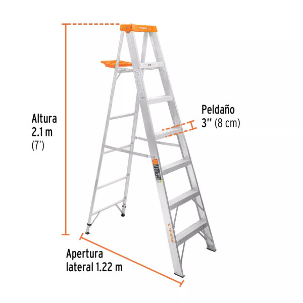 Escalera De Tijera Tipo Ii 6 Peldaños Y Bandeja, Truper