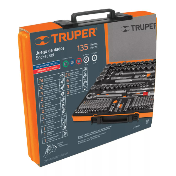 Juego 135 Herramientas 1/4', 3/8' Y 1/2' Std Y Mm P/Mecánico | Llaves de precisión