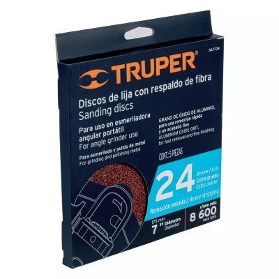 Disco de Lija de 7 con Respaldo de Fibra, Grano 24