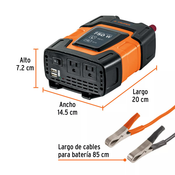 Inversor de Corriente de 750 W, Truper | Ferreterias Ferretodo Guatemala