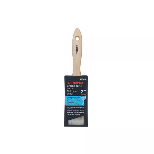 Brocha Cerdas Sintéticas 2" Corte Recto, Mango de Madera | Ferreterias Ferretodo Guatemala
