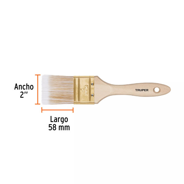 Brocha Cerdas Sintéticas 2" Corte Recto, Mango de Madera | Ferreterias Ferretodo Guatemala