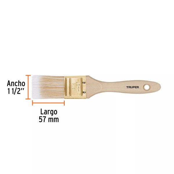 Brocha Cerdas Sintéticas 1-1/2" Corte Recto, Mango de Madera | Ferreterias Ferretodo Guatemala