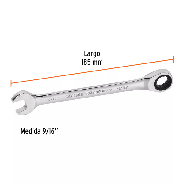 Llave Combinada con Matraca 9/16" X 185 Mm Largo | Ferreterias Ferretodo Guatemala