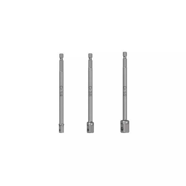 Juego de 3 adaptadores largos para dados de 1/4", 3/8" y 1/2" | Ferreterias Ferretodo Guatemala