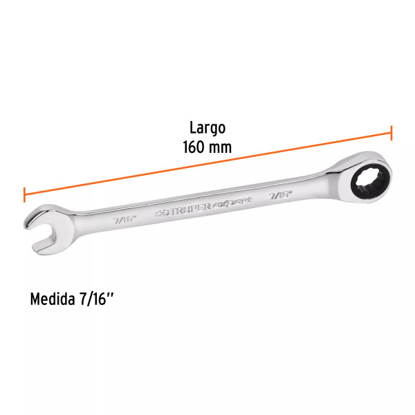Llave Combinada con Matraca 7/16" X 160 Mm Largo | Ferreterias Ferretodo Guatemala