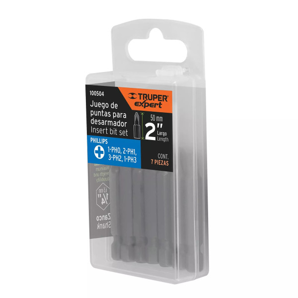 Estuche con 7 puntas de cruz combinadas largo 2-1/2, Expert | Brocas, puntas y similares Ferreterias Ferretodo