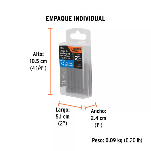 Estuche con 7 puntas de cruz combinadas largo 2-1/2, Expert | Brocas, puntas y similares Ferreterias Ferretodo